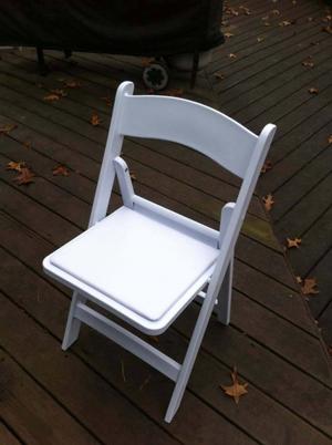 white resin padded chairs $2.75 - great for weddings
